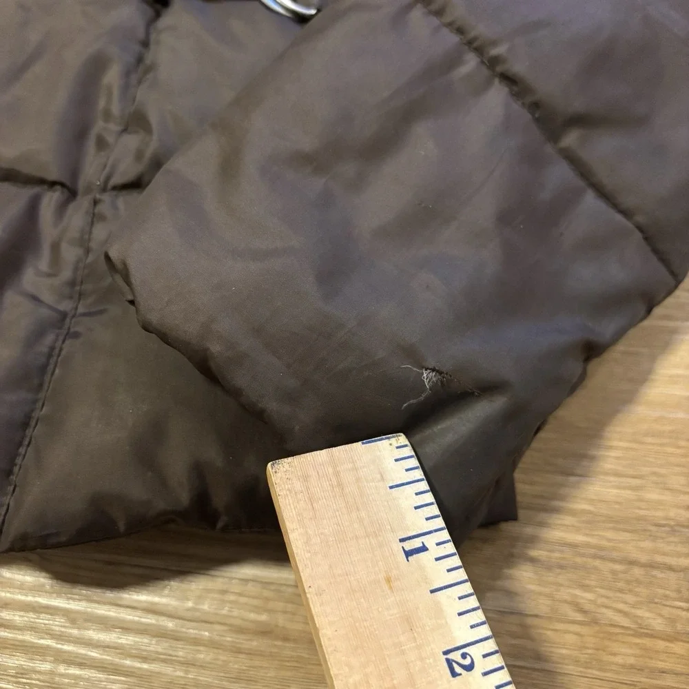 Vintage Eddie Bauer Premium Goose Down Puffer Jacket Womens XS Brown Quilted 90s